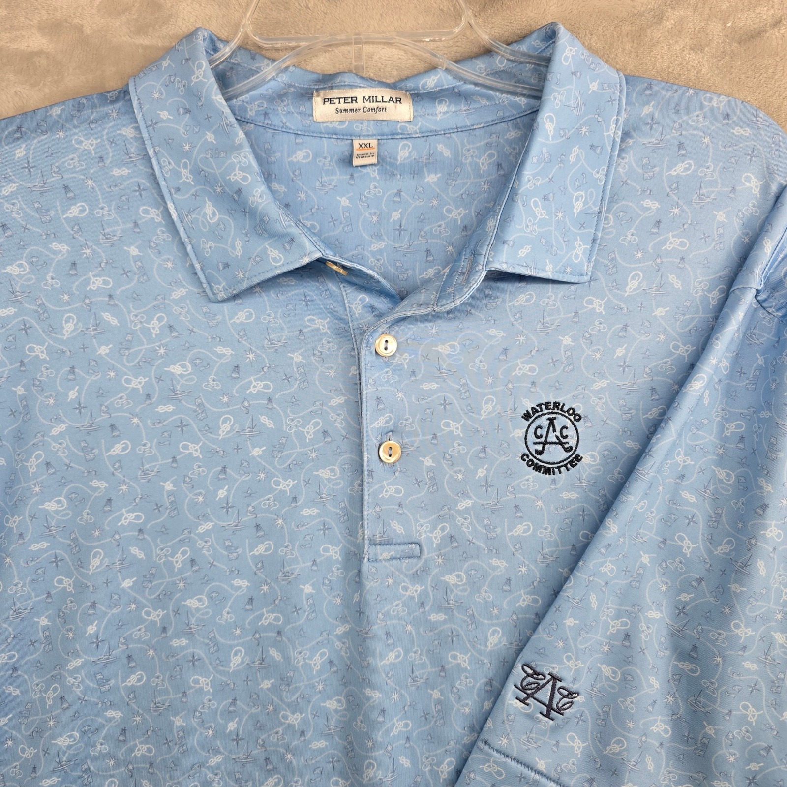 Austin Country Club Peter Millar Summer Comfort Mens Polo 2xl Blue Nautical